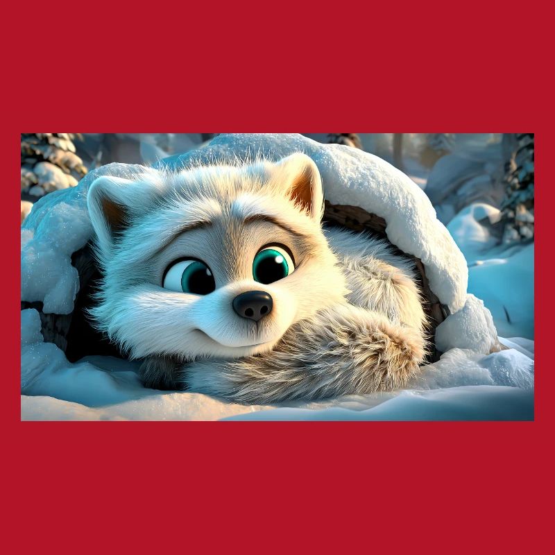Fluffy arctic fox in the snow