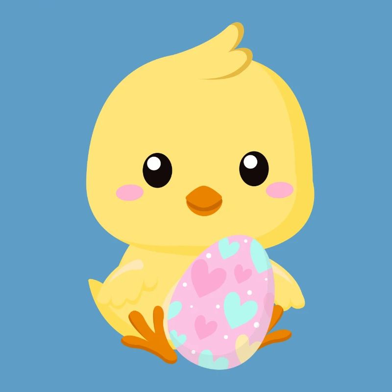 Cute little Easter chick with Easter egg