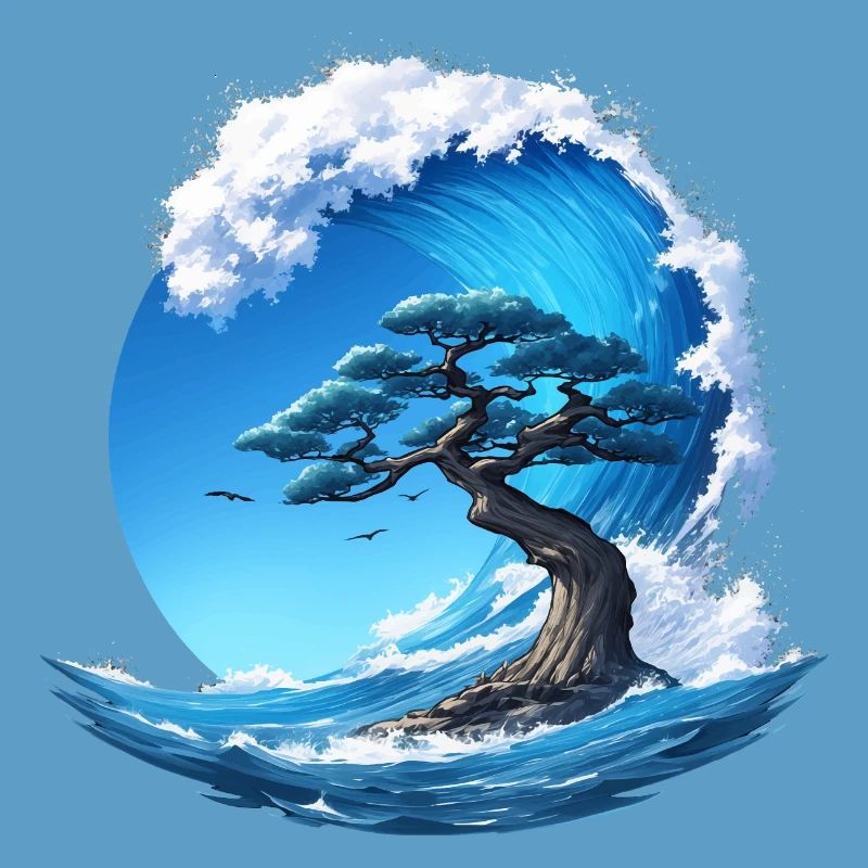 A tree under a wave