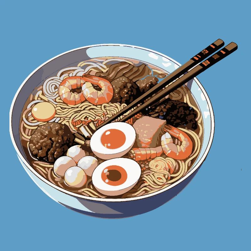 Ramen bowl with egg shrimp