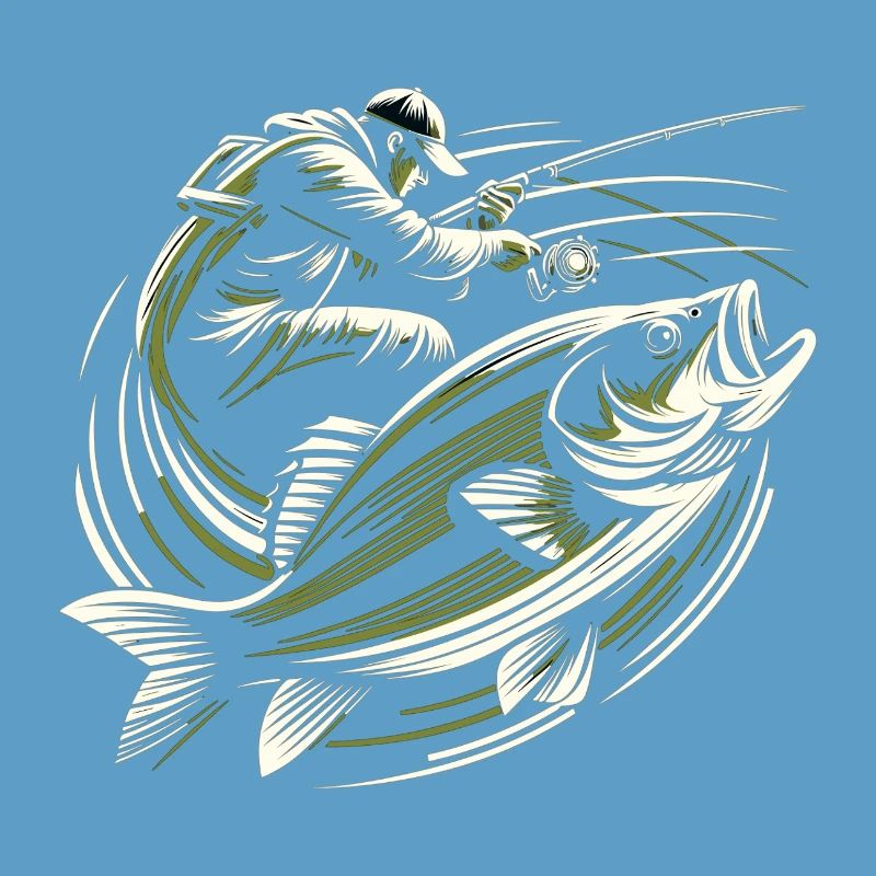 Pêche pêcheur perche poisson géant vert olive cadeau