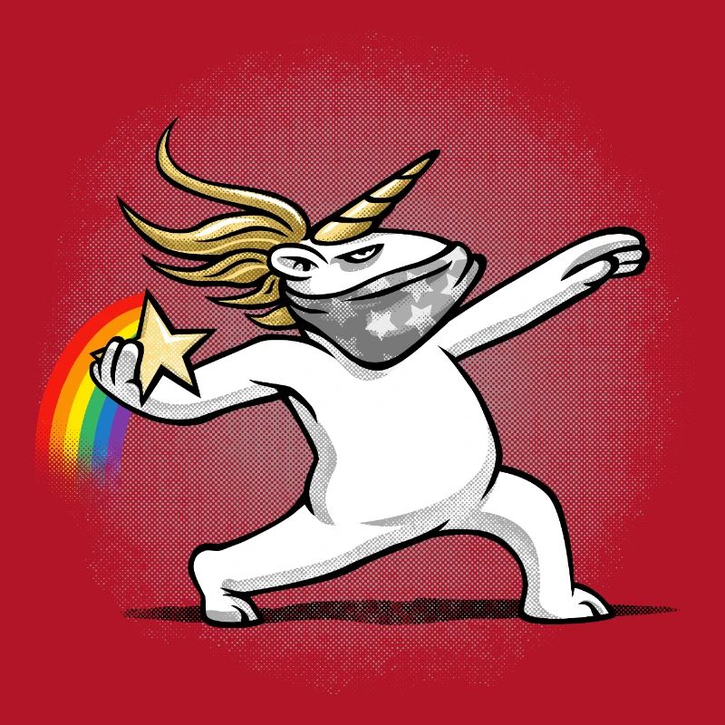 Einhorn wirft einen Regenbogen