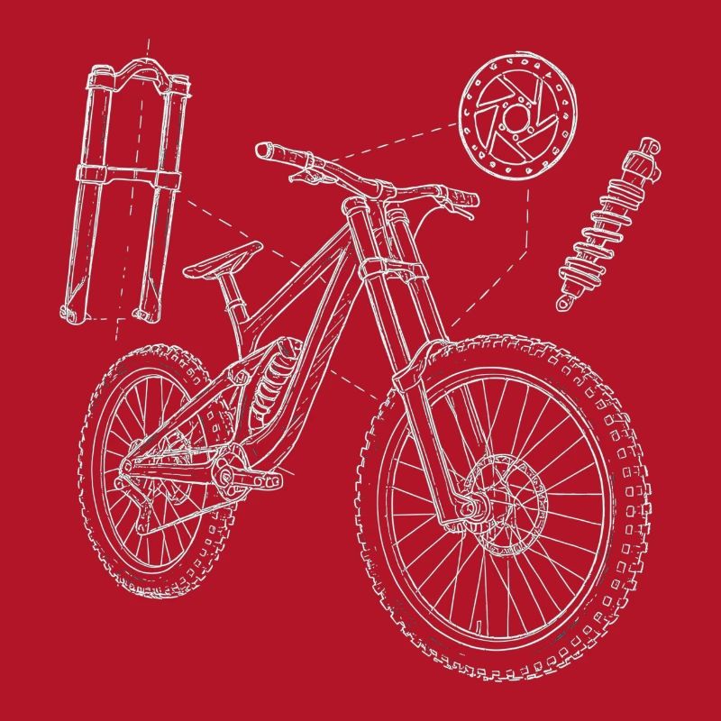 MTB Geometry Sketch: Downhill Exploded Drawing