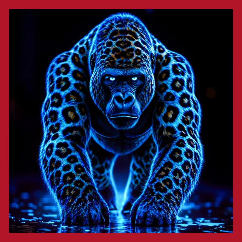 Neon Emperor Gorilla with Leopard Pattern