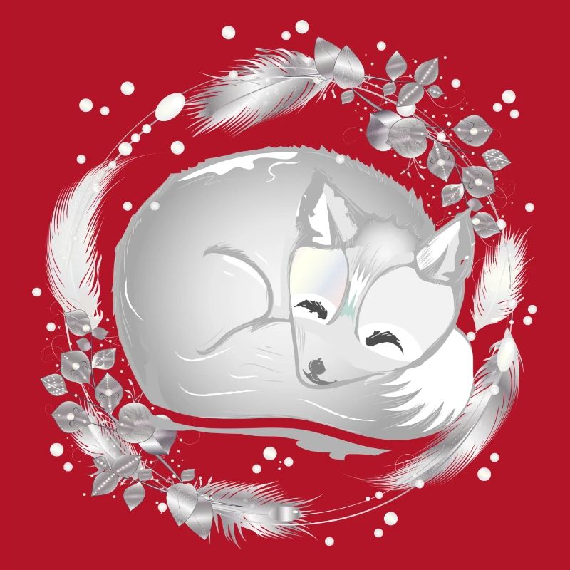 small polar fox sleeping in silver colors