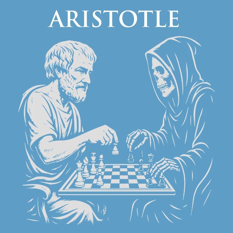 Aristotle and Grim Raper Chess Illustration