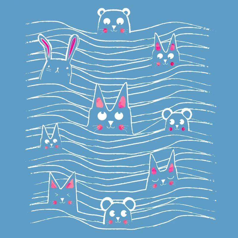 Cat - mouse - rabbit - bear - drawing illustration