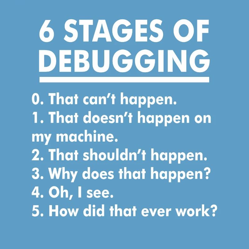 Humorous Debugging Stages Illustration