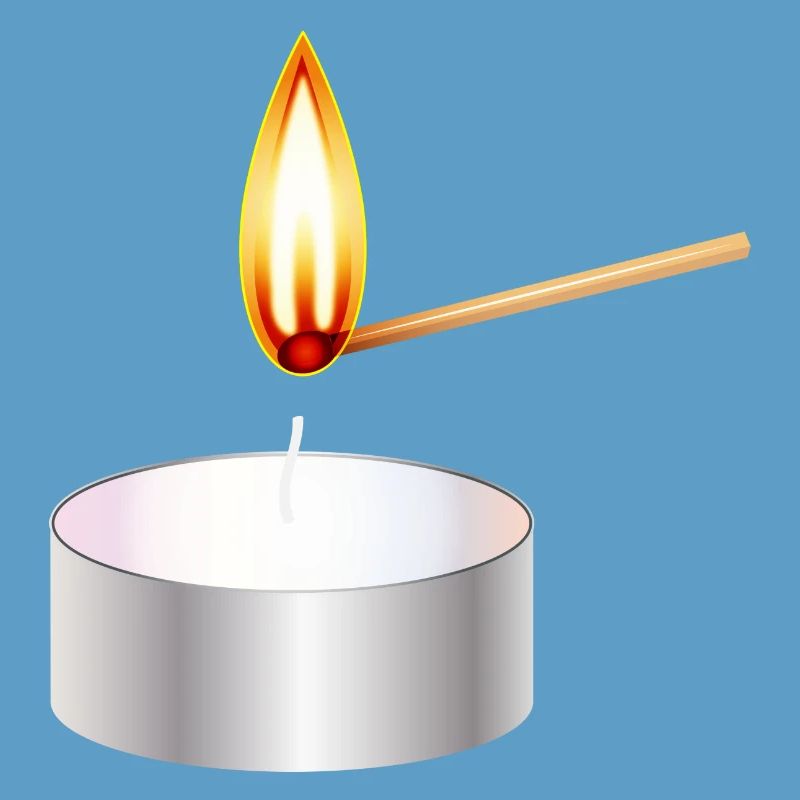light a small tea light with match