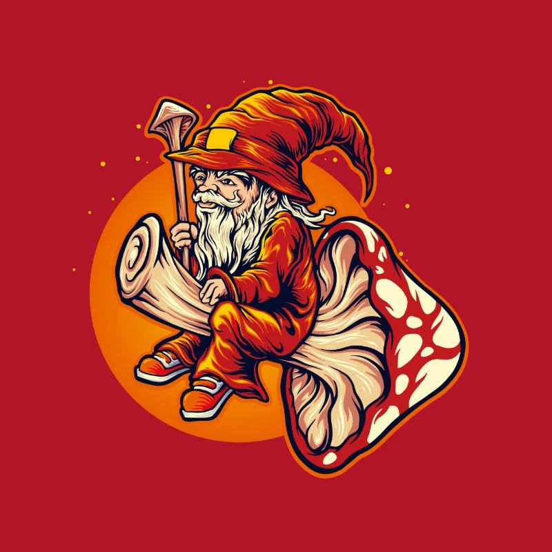 Dwarf wizard riding toadstool