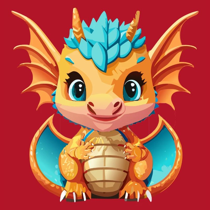 Drachen Blau Orange