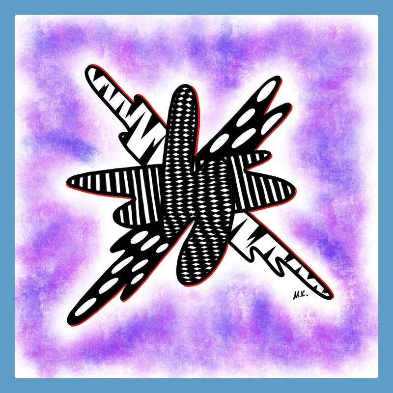 Creative patterned blob on violet