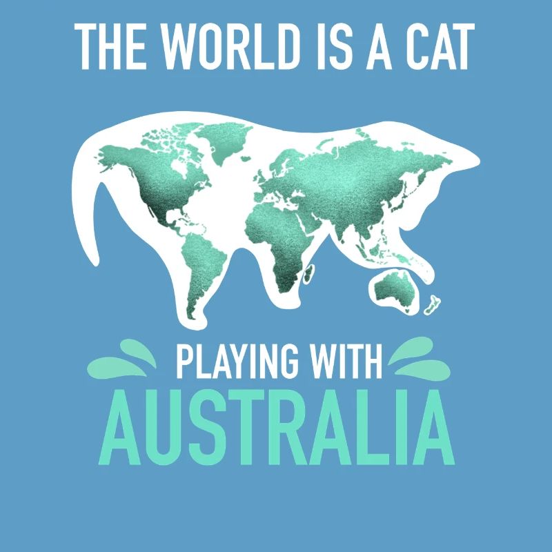 World Map Cat playing With Australia
