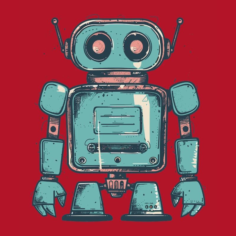 Dessin de robot sarcelle rétro