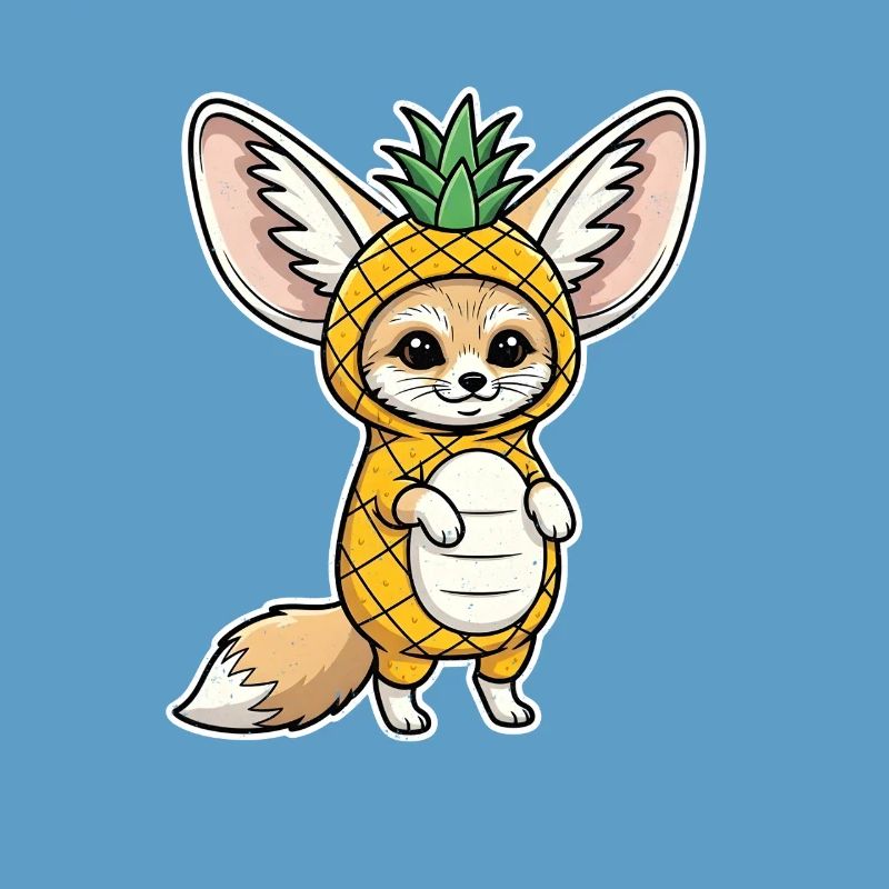 Fennec with Pineapple Comic Shirt Gift
