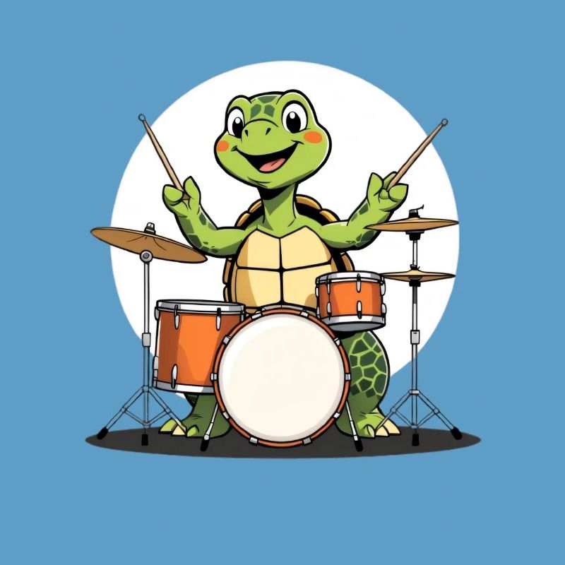 Turtle on the drum set