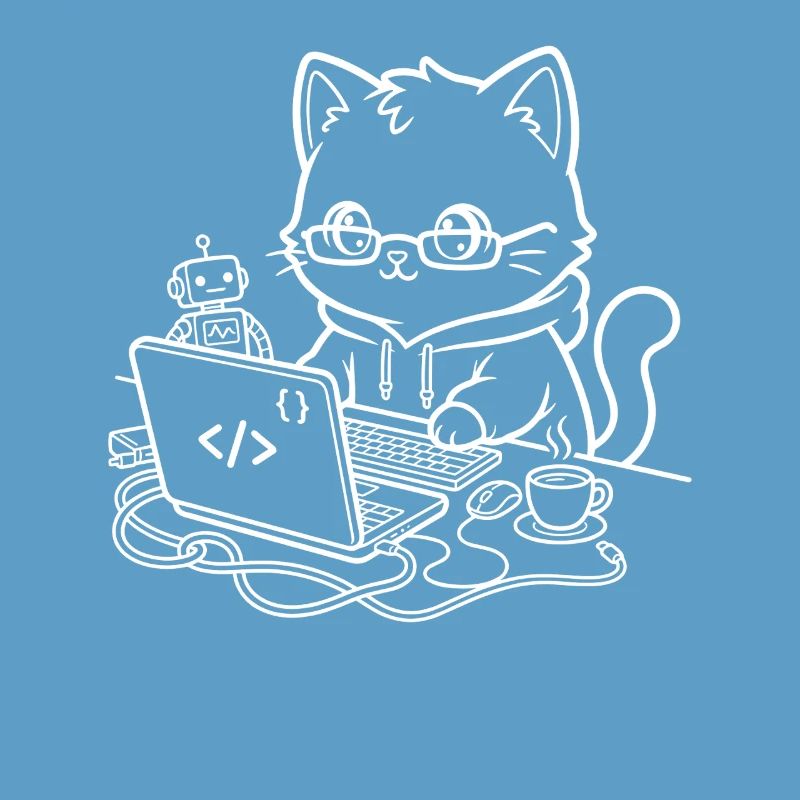 Coder Kawaii Katze Programmierer
