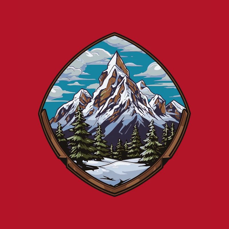 Mountain Summit Shield Emblem Mountains