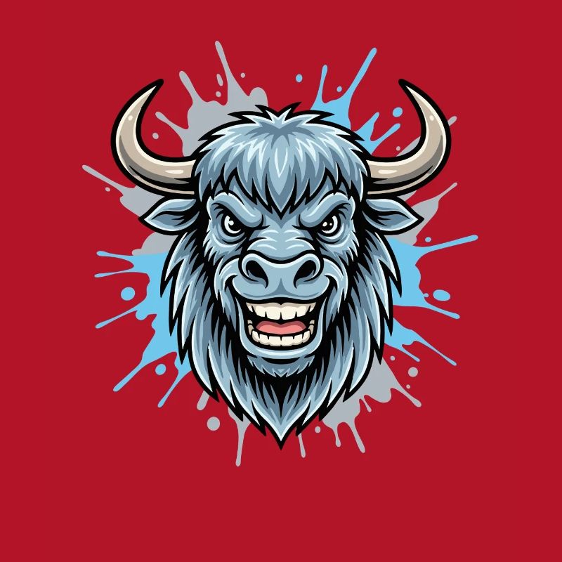 Blauer Bison Kopf Spritzer