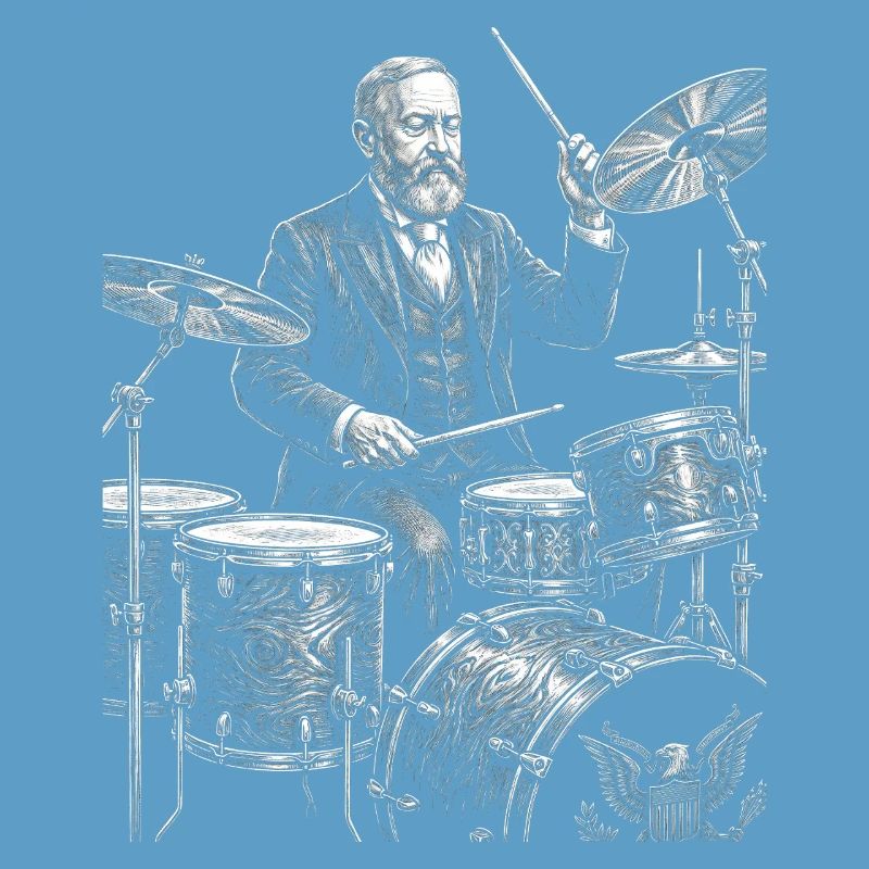 Benjamin Harrison plays drums