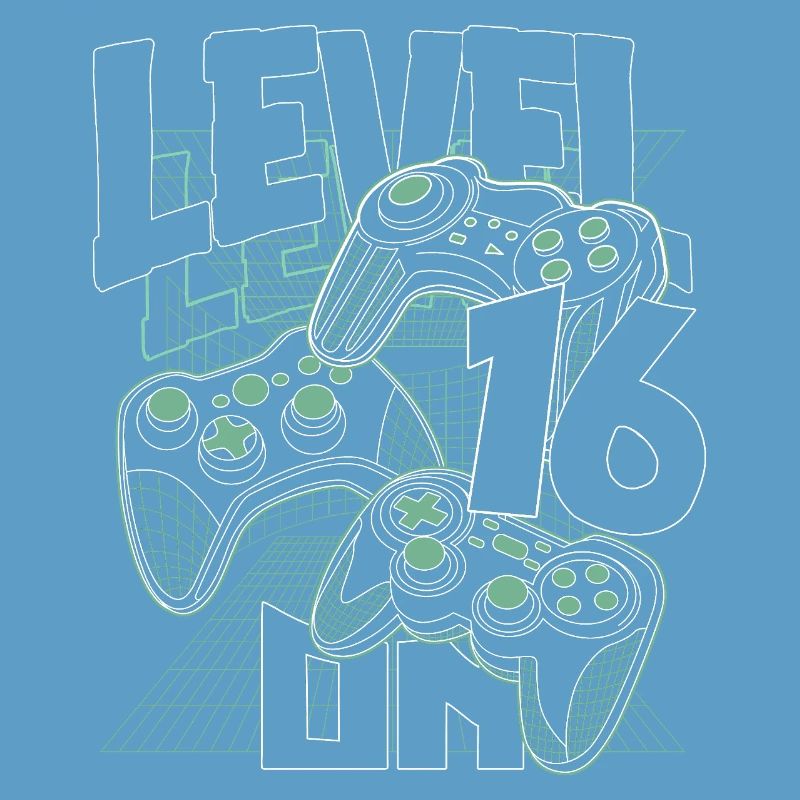 Level Up Retro-Controller Grafik 16. Geburtstag