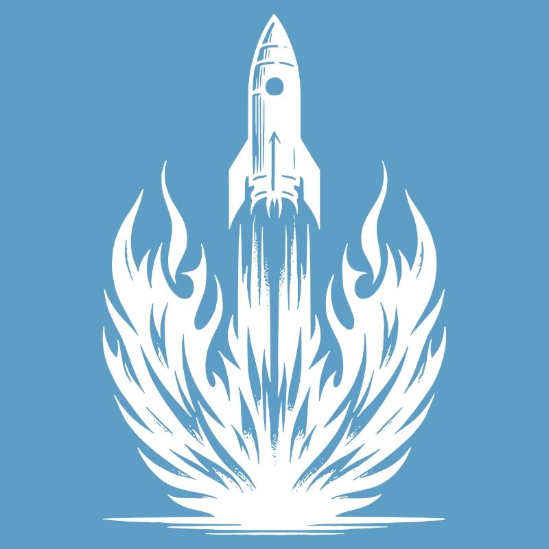 Launching rocket in flames