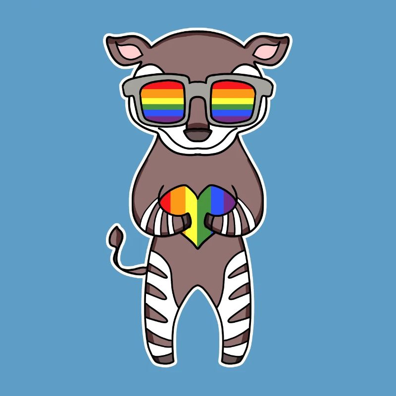 Regenbogen - Okapi mit Brille