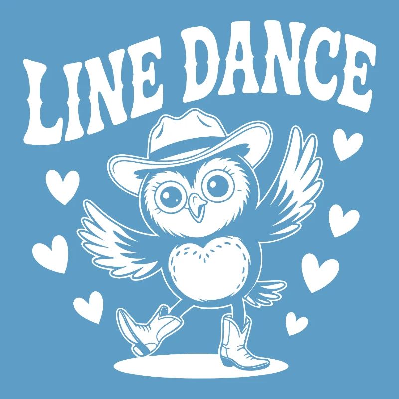 Line Dance Eule lustige Eule mit Stetson und Boots
