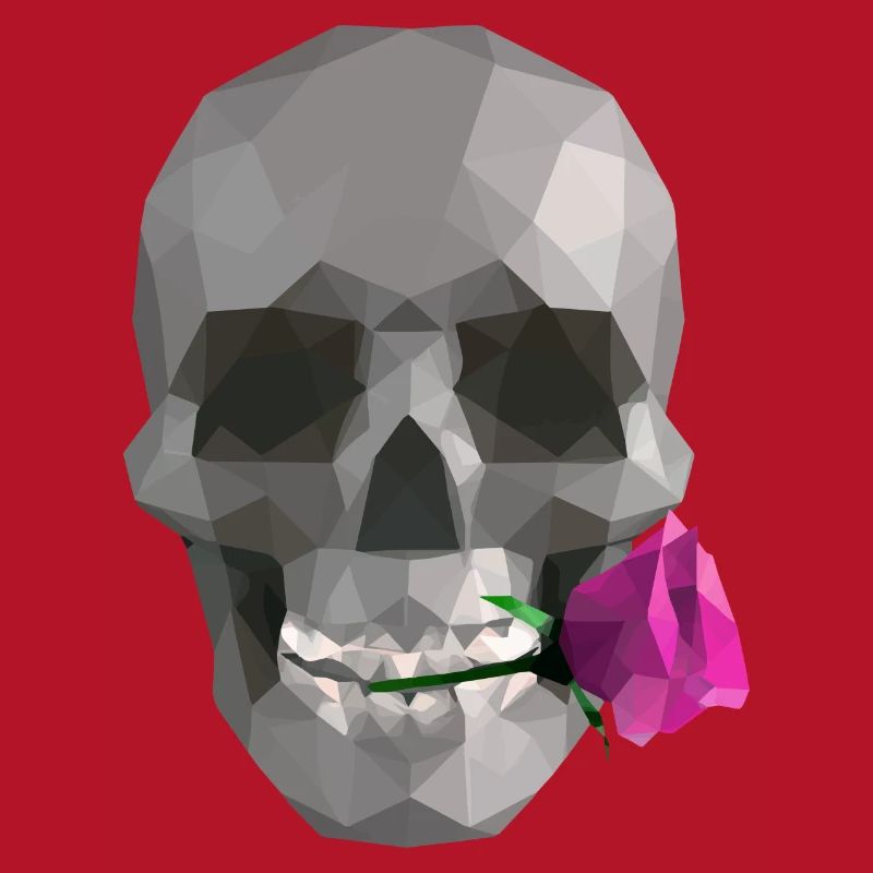 Low Poly Grey Skull – Geometrisch-Romantisch-Gothic