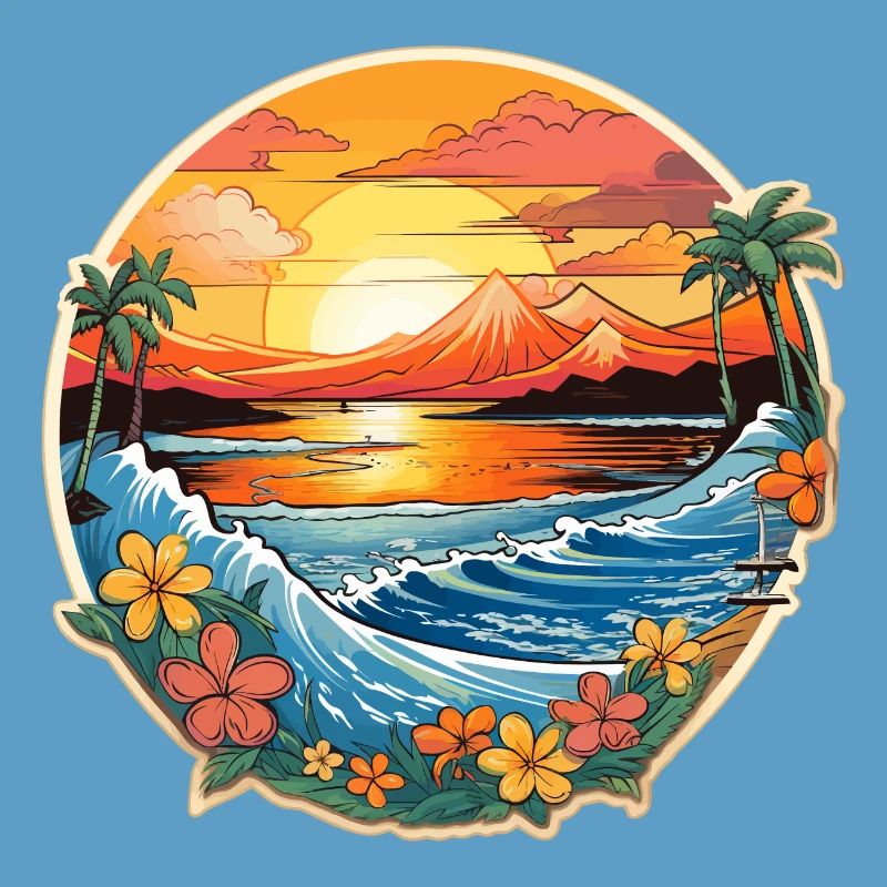Conception de planche de surf Surf Surf Hawaii Palm Trees Ocean