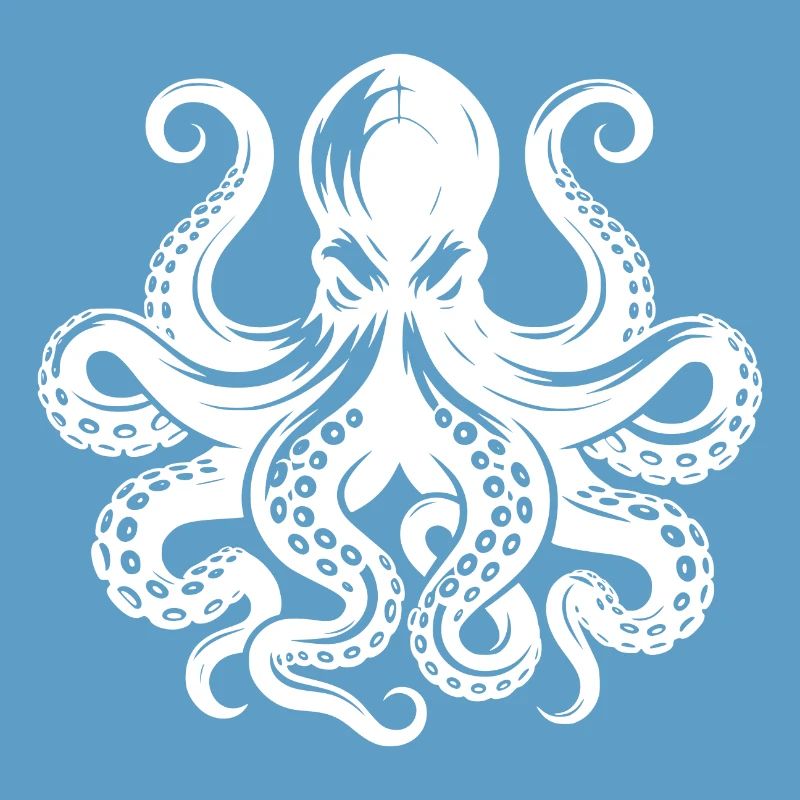 Grim octopus with tentacles and suction cups