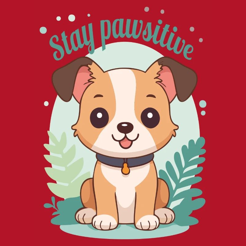 Stay Pawsitive - Conception de chien de dessin animé mignon