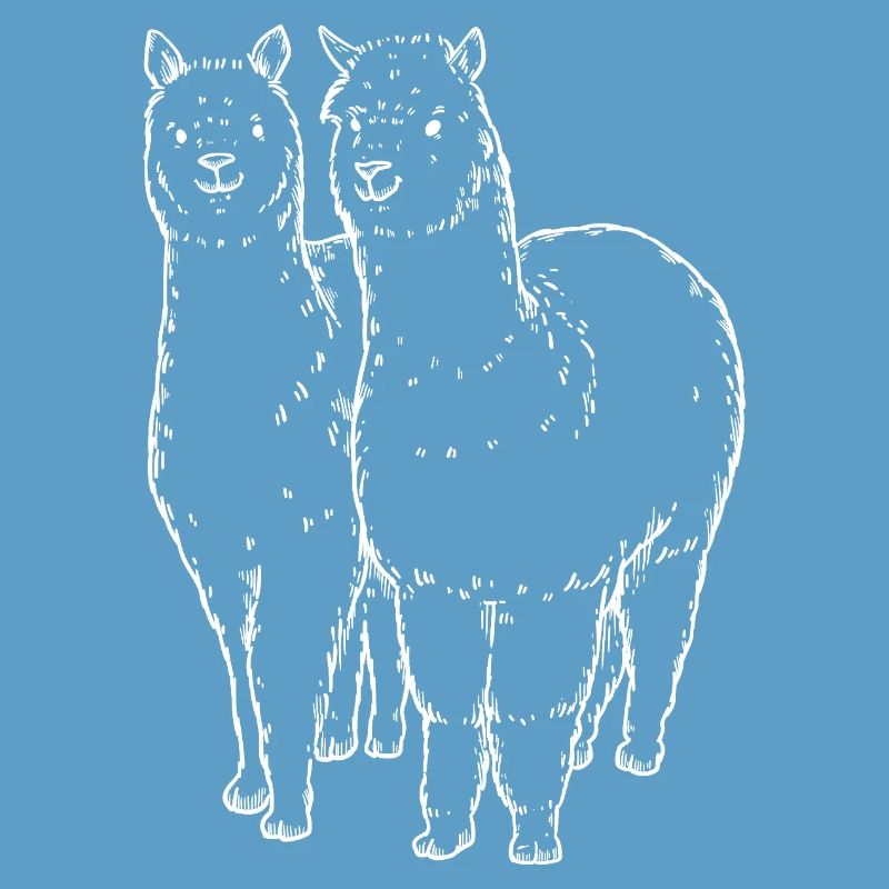 Two Alpaca Llama Lines Drawing