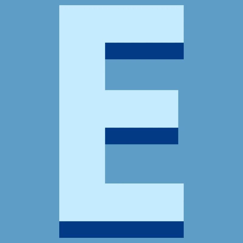 Pop and modern blue letter e