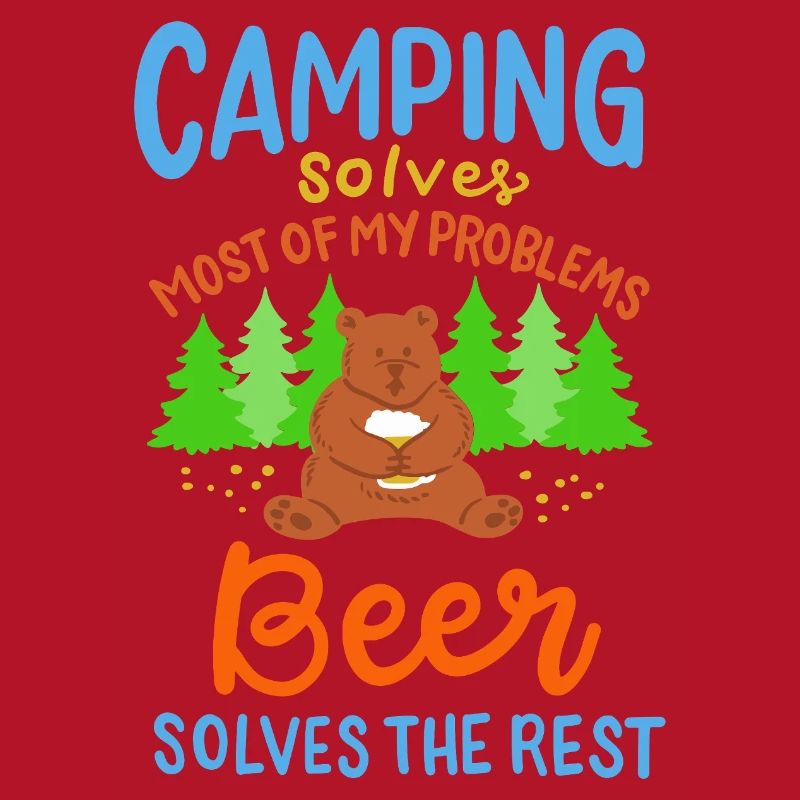 Funny Camping Bear Beer Solves Problems Art