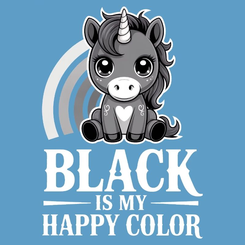 Le noir est ma licorne de couleur joyeuse