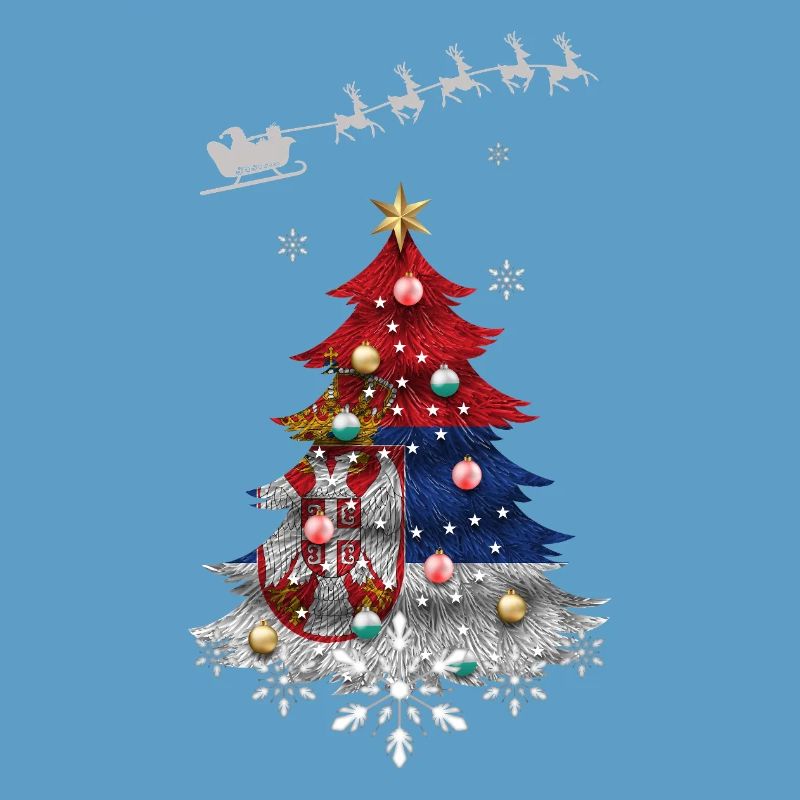 Sapin de Noël avec drapeau serbe