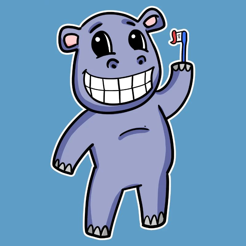 Hippopotame avec brosse à dents