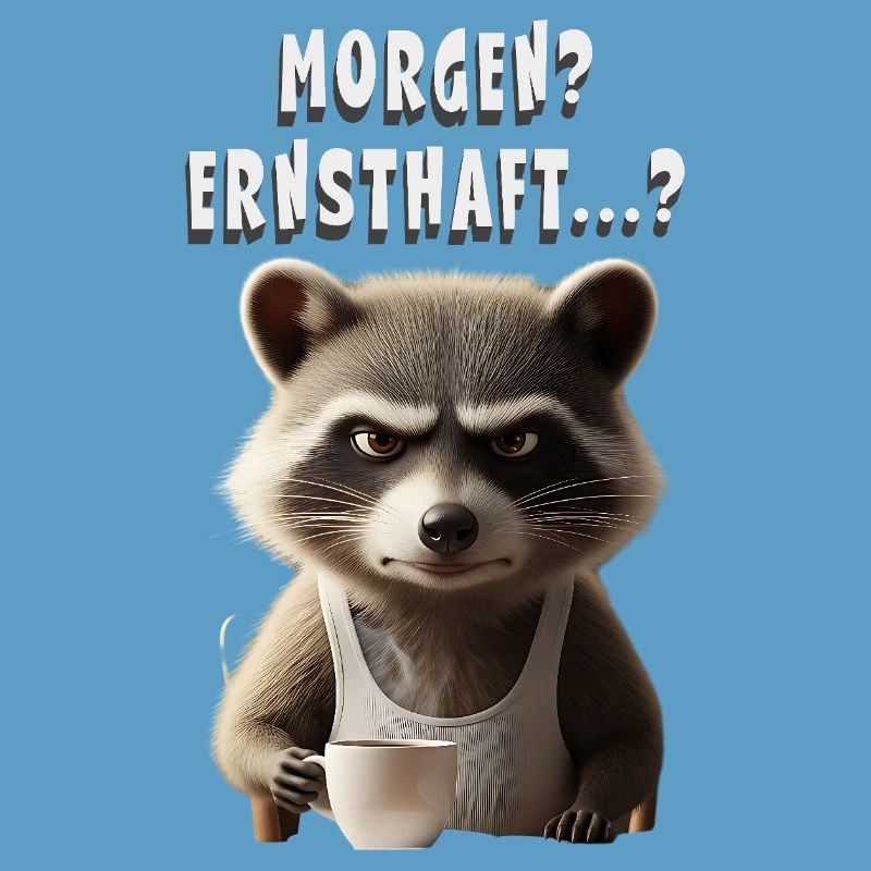 Mürrischer Waschbär Mit Kaffee Spruch Morgenmuffel