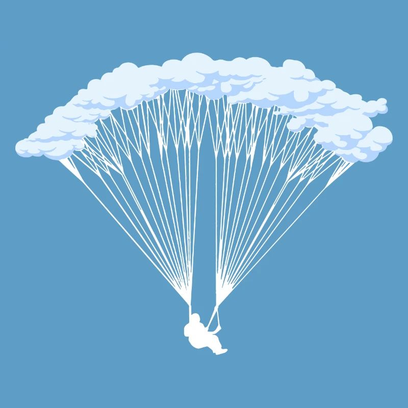Skydiver in clouds silhouette