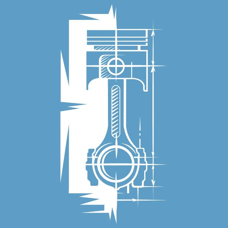 Piston Sketch Off Block Engine Car Symbol v8 Logo