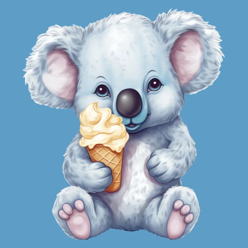 Süßer Comic Koala mit Vanille Softeis