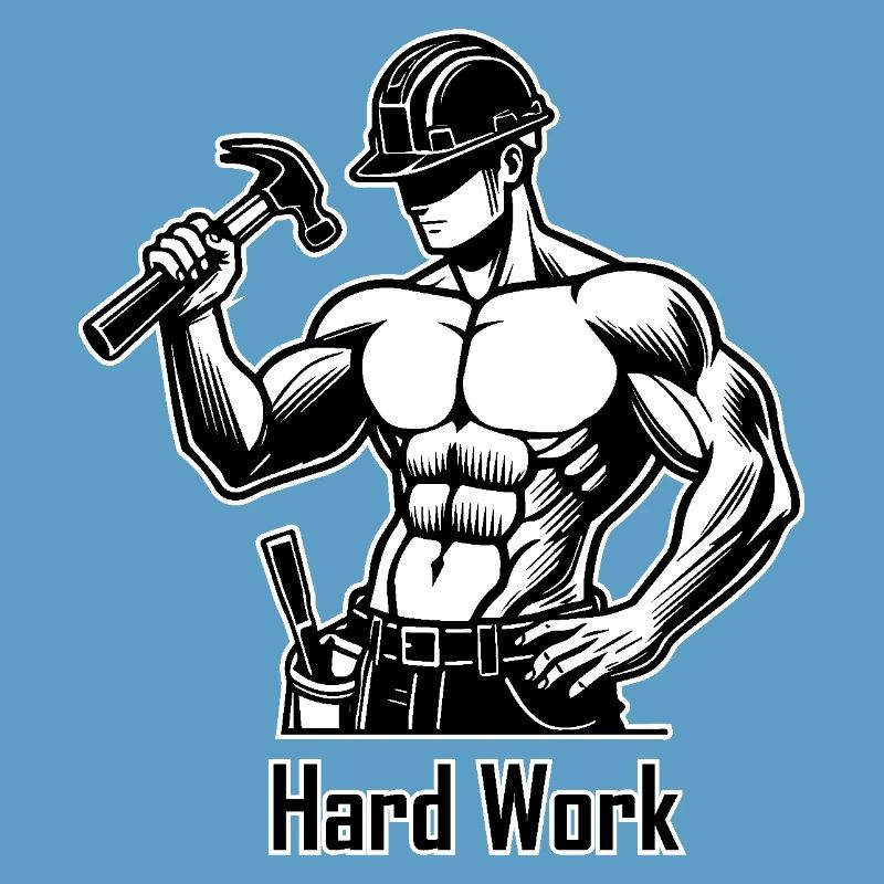 Topless construction worker - Hard Work Design