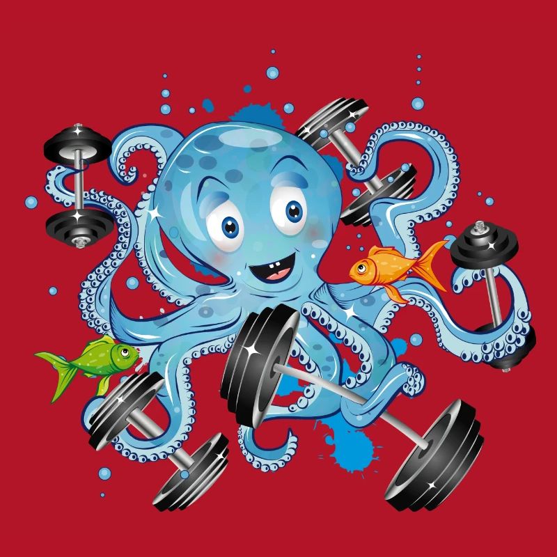 Bodybuilder Oktopus mit Hanteln beim Training