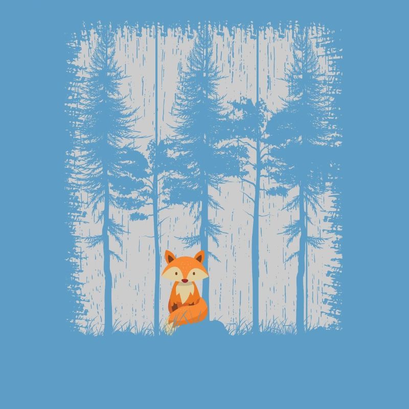Fox in the Forest Retro Pattern Vintage Tree Forest Funny