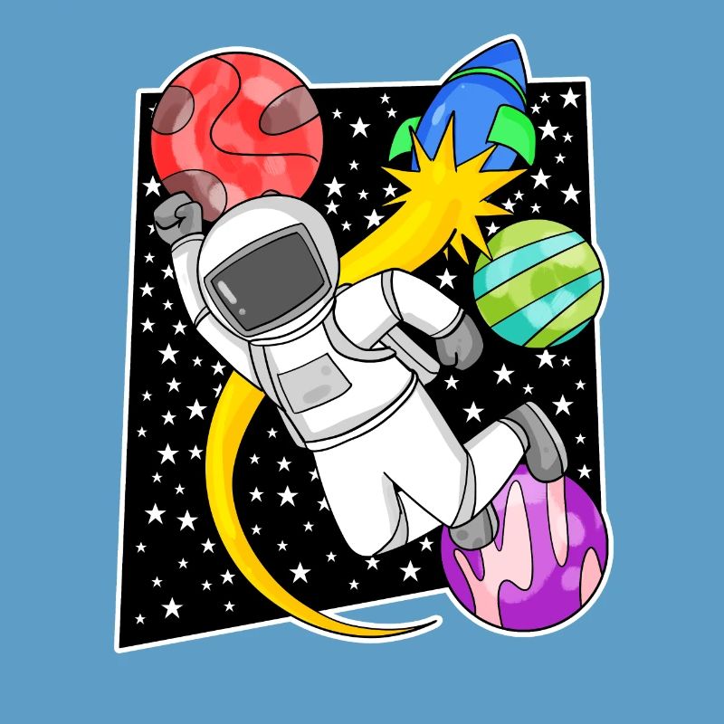 Astronaute dans l’espace avec fusée