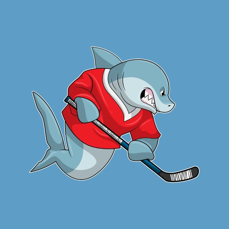 Hai beim Eishockey mit Eishockeyschläger
