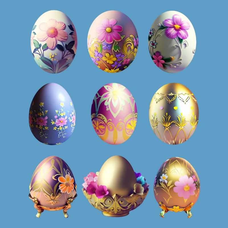 Colorful Easter Eggs Sticker Set