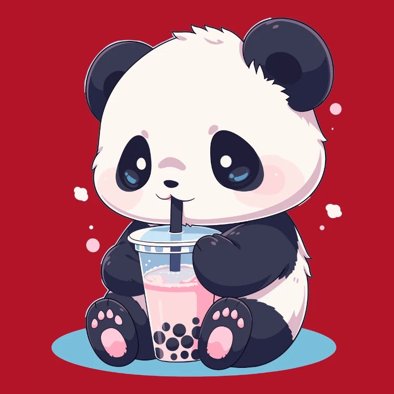 Kawaii Panda Drinks Boba Bubble Tea Chibi