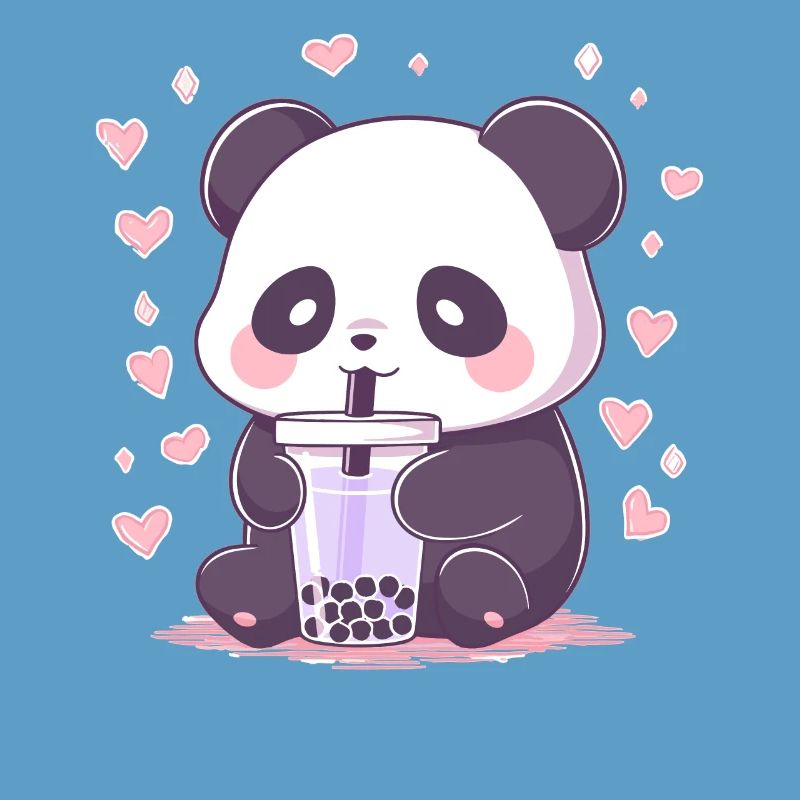 Kawaii Panda Drinks Boba Bubble Tea Chibi